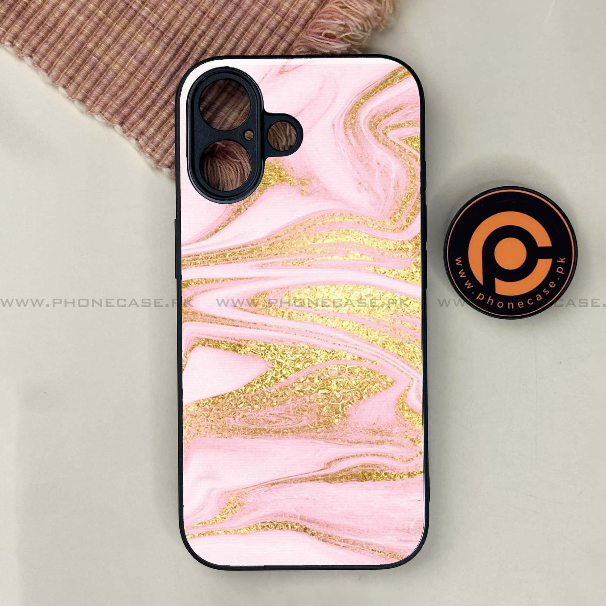 iPhone 17 - Pink Marble Series - Premium Printed Glass soft Bumper shock Proof Case