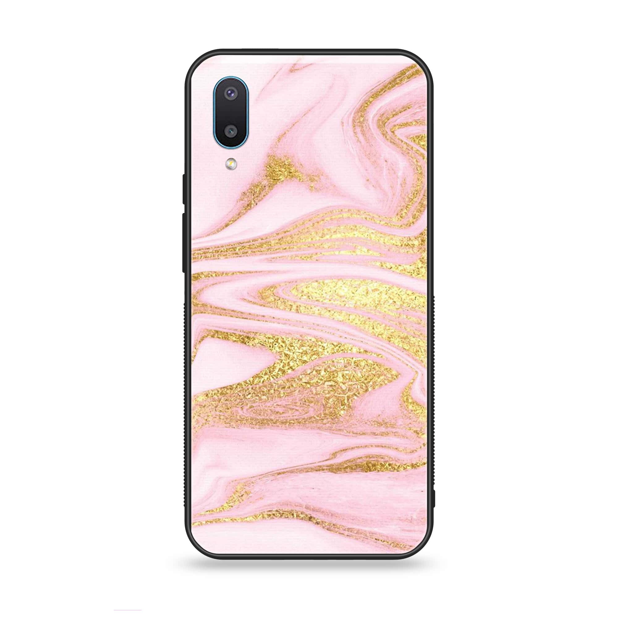 Samsung Galaxy A02 - Pink Marble Series - Premium Printed Glass soft Bumper shock Proof Case