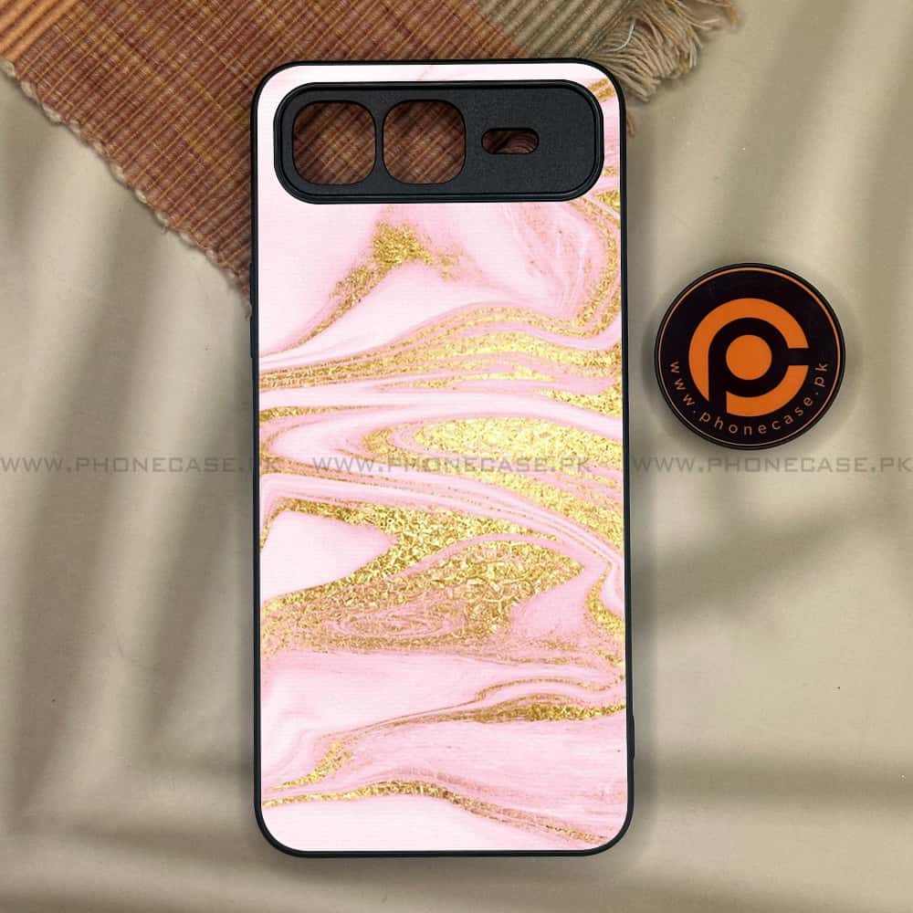 Infinix Smart 10 Plus - Pink Marble Series - Premium Metal Printed soft Bumper shock Proof Case