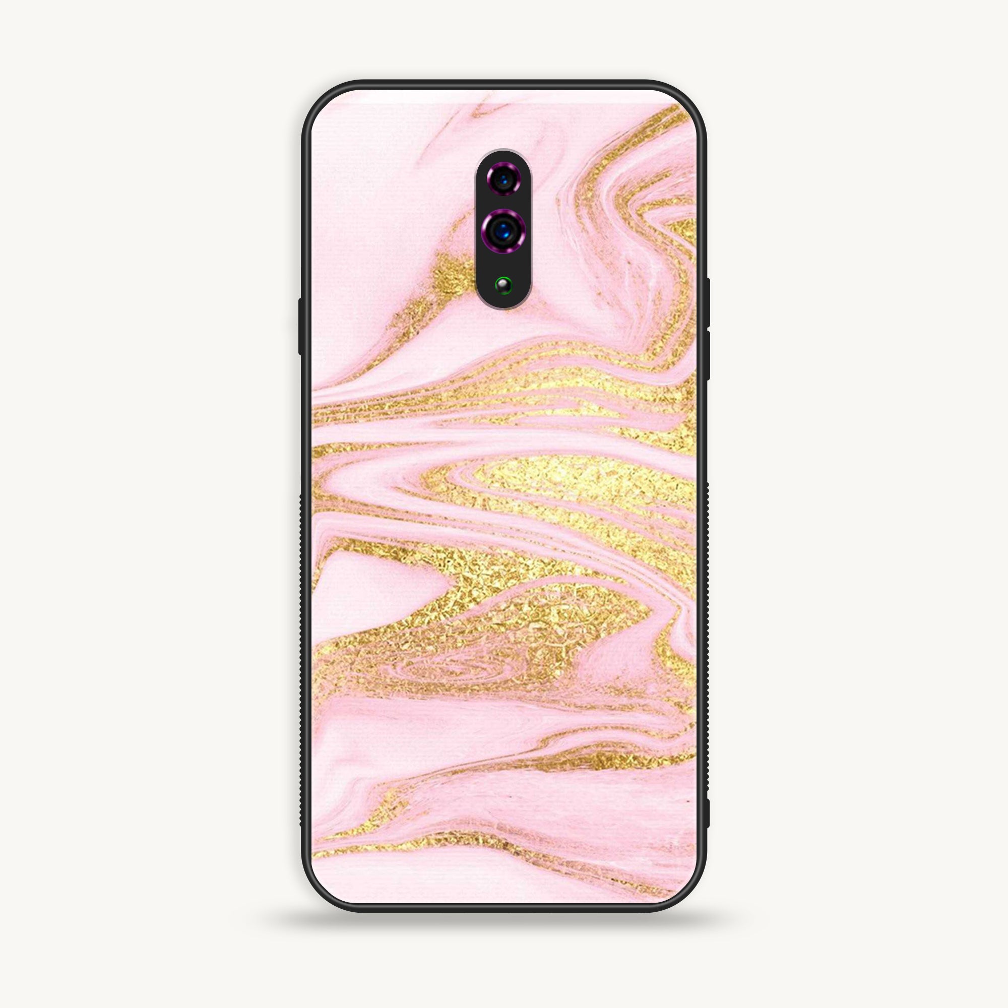 Oppo Reno - Pink Marble Series - Premium Printed Glass soft Bumper shock Proof Case