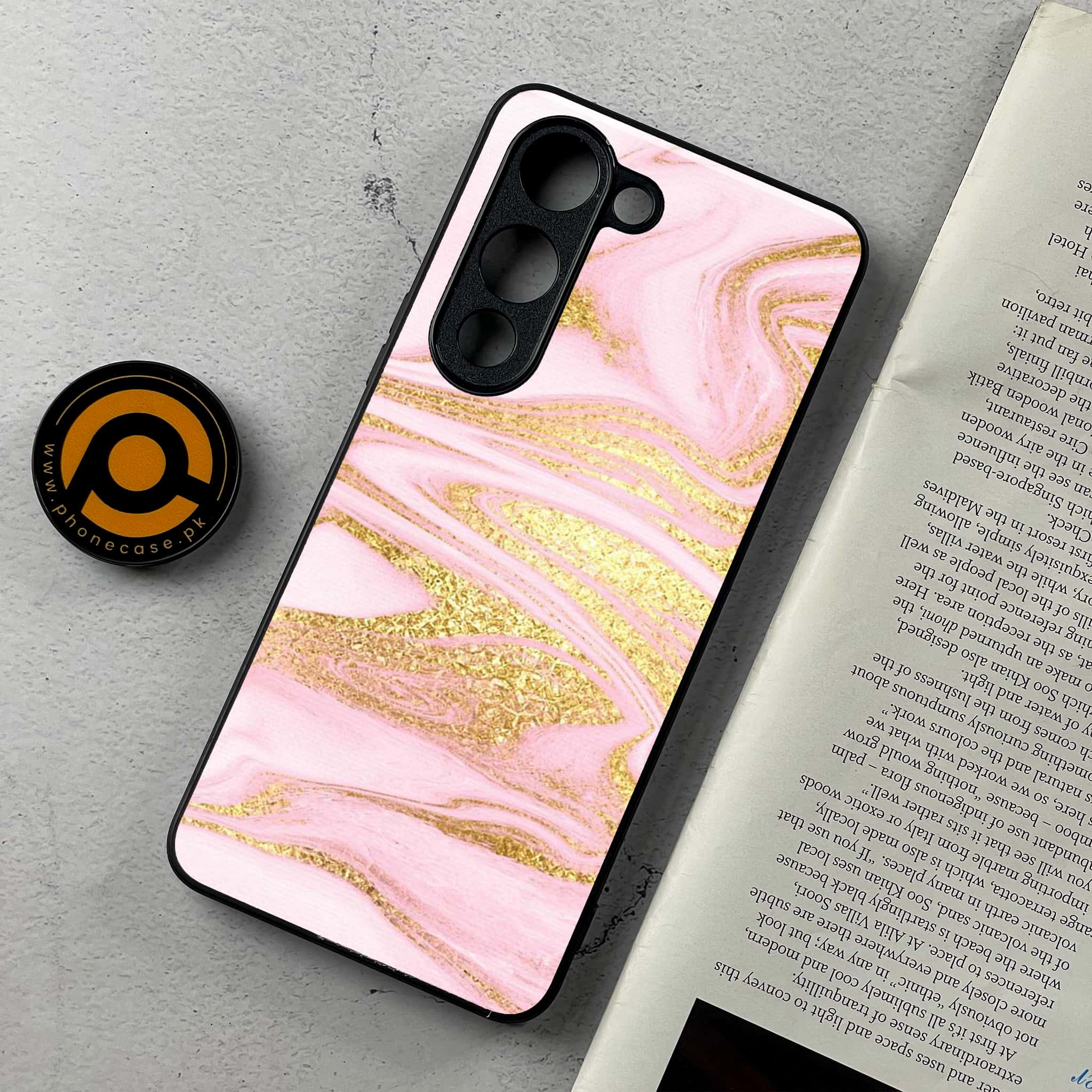 Vivo Y04 - Pink Marble Series - Premium Metal Printed Soft Bumper Shockproof Case