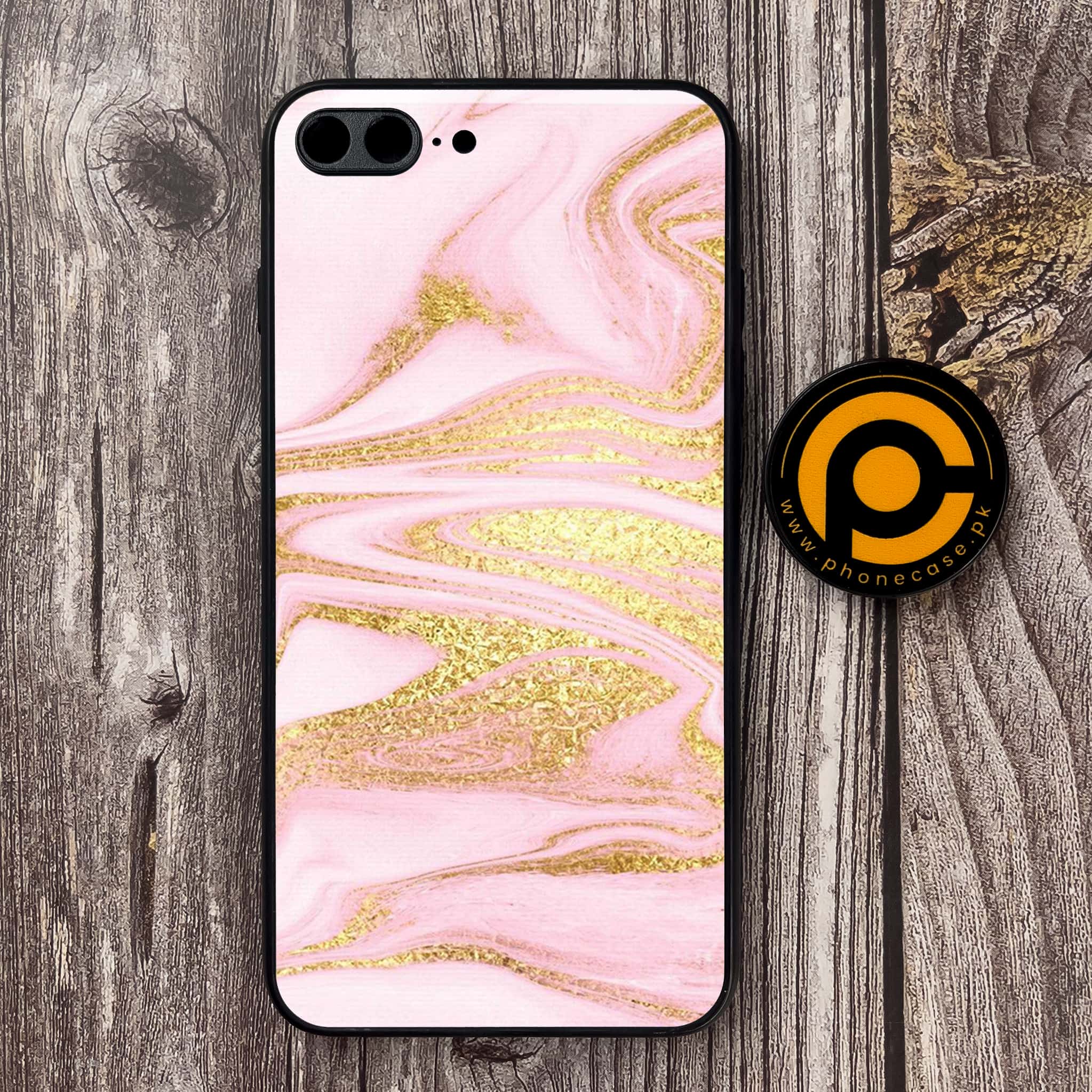 iPhone 7 Plus/ 8 Plus - Pink Marble Series - Premium Metal Printed soft Bumper shock Proof Case