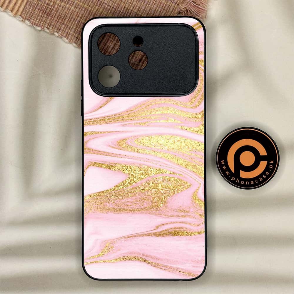 Tecno Spark 40 - Pink Marble Series - Premium Metal Printed soft Bumper shock Proof Case