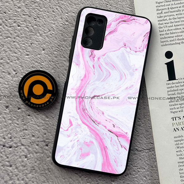 Samsung Galaxy A03s - Pink Marble Series - Premium Printed Metal soft Bumper shock Proof Case