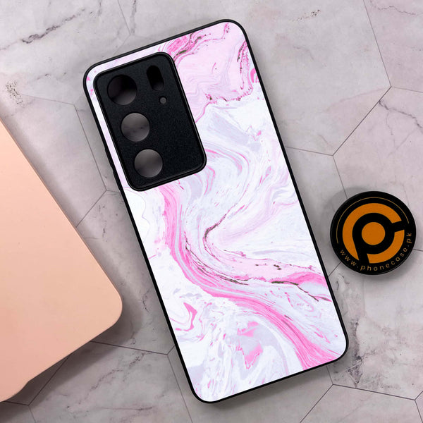 Realme C75x 4G - Pink Marble Series - Premium Metal Printed soft Bumper shock Proof Case