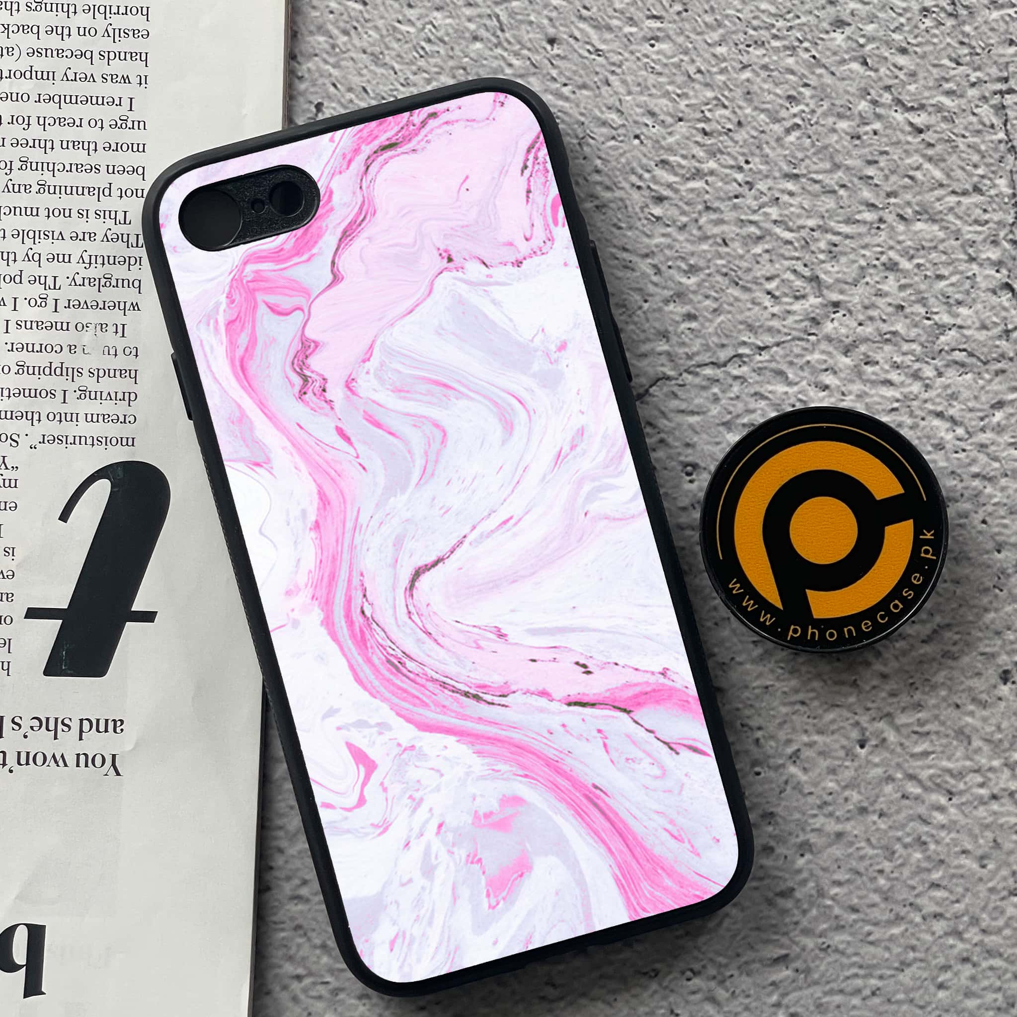 iPhone 7 / 8 - Pink Marble Series - Premium Printed Glass soft Bumper shock Proof Case
