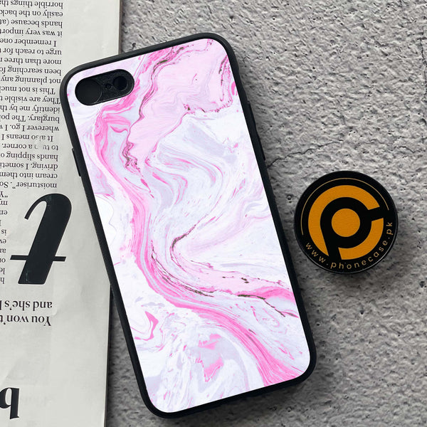 iPhone 7 / 8 - Pink Marble Design 1- Premium Printed Glass soft Bumper shock Proof Case CS-50797
