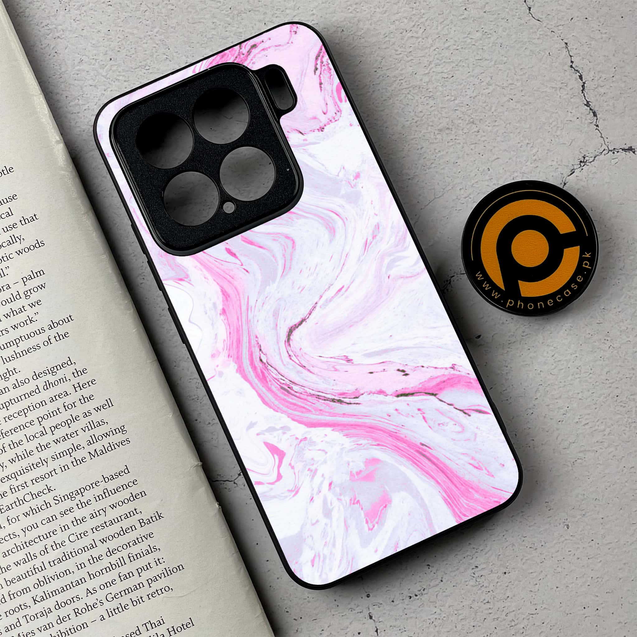 Xiaomi 15 - Pink Marble Series- Premium Metal Printed soft Bumper shock Proof Case