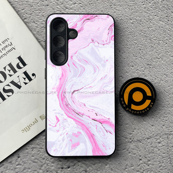 Samsung Galaxy S25 FE - Pink Marble Series - Premium Metal Printed soft Bumper shock Proof Case