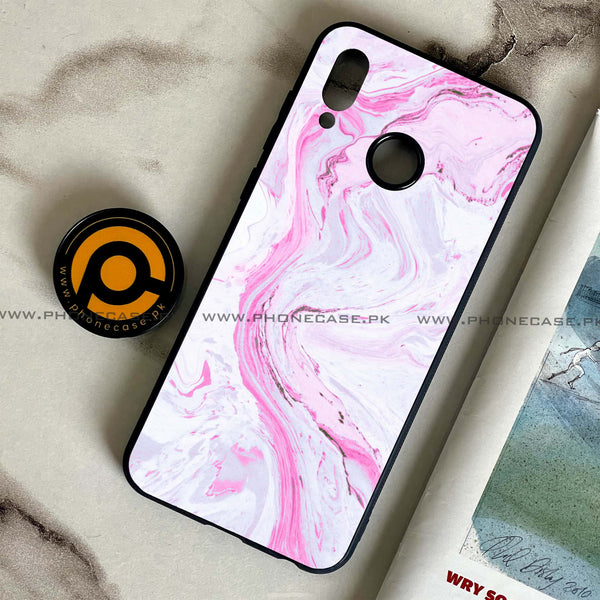 Huawei Honor Play - Pink Marble Series - Premium Printed Glass soft Bumper shock Proof Case