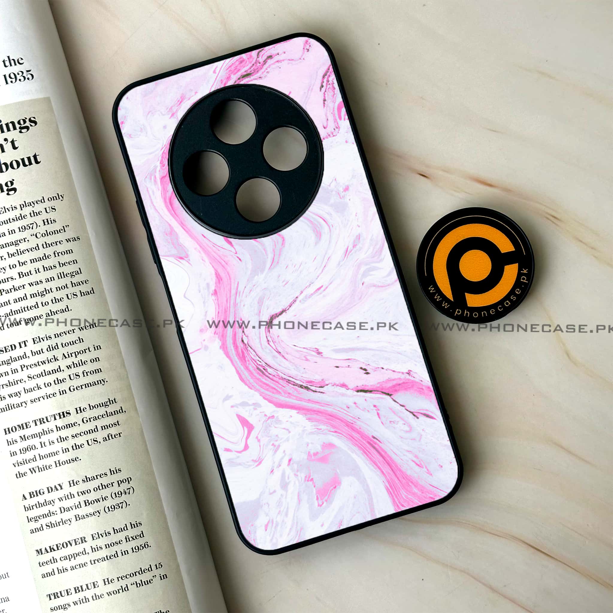 Oppo F27 Pro - Pink Marble Series - Premium Metal Printed soft Bumper Shock Proof Case