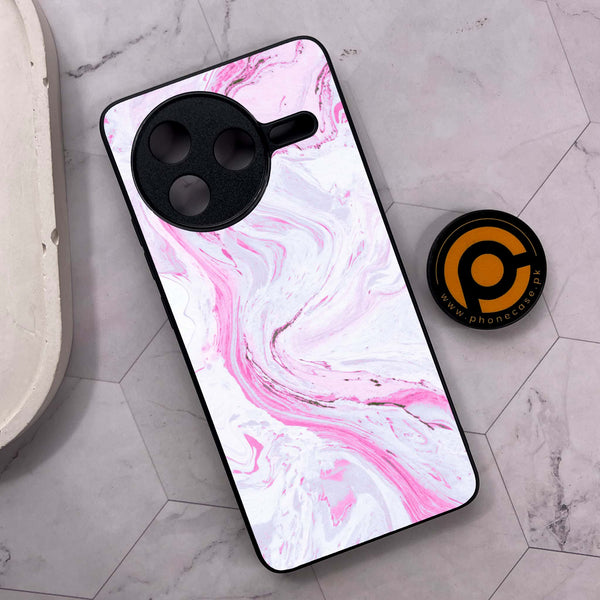 Xiaomi Poco F7 Pro 5G - Pink Marble Series - Premium Metal Printed soft Bumper shock Proof Case