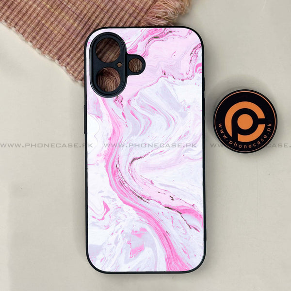 iPhone 17 - Pink Marble Series - Premium Printed Glass soft Bumper shock Proof Case