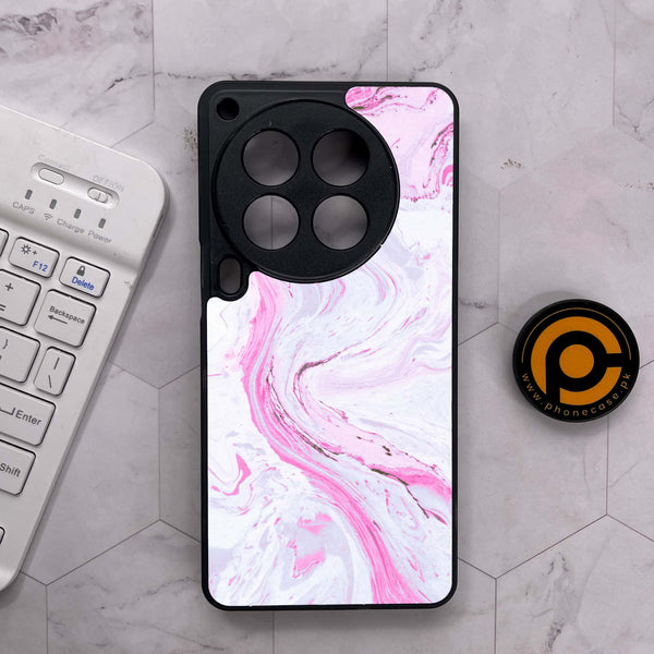 Tecno Camon 30 Premier - Pink Marble Series - Premium Metal Printed soft Bumper shock Proof Case