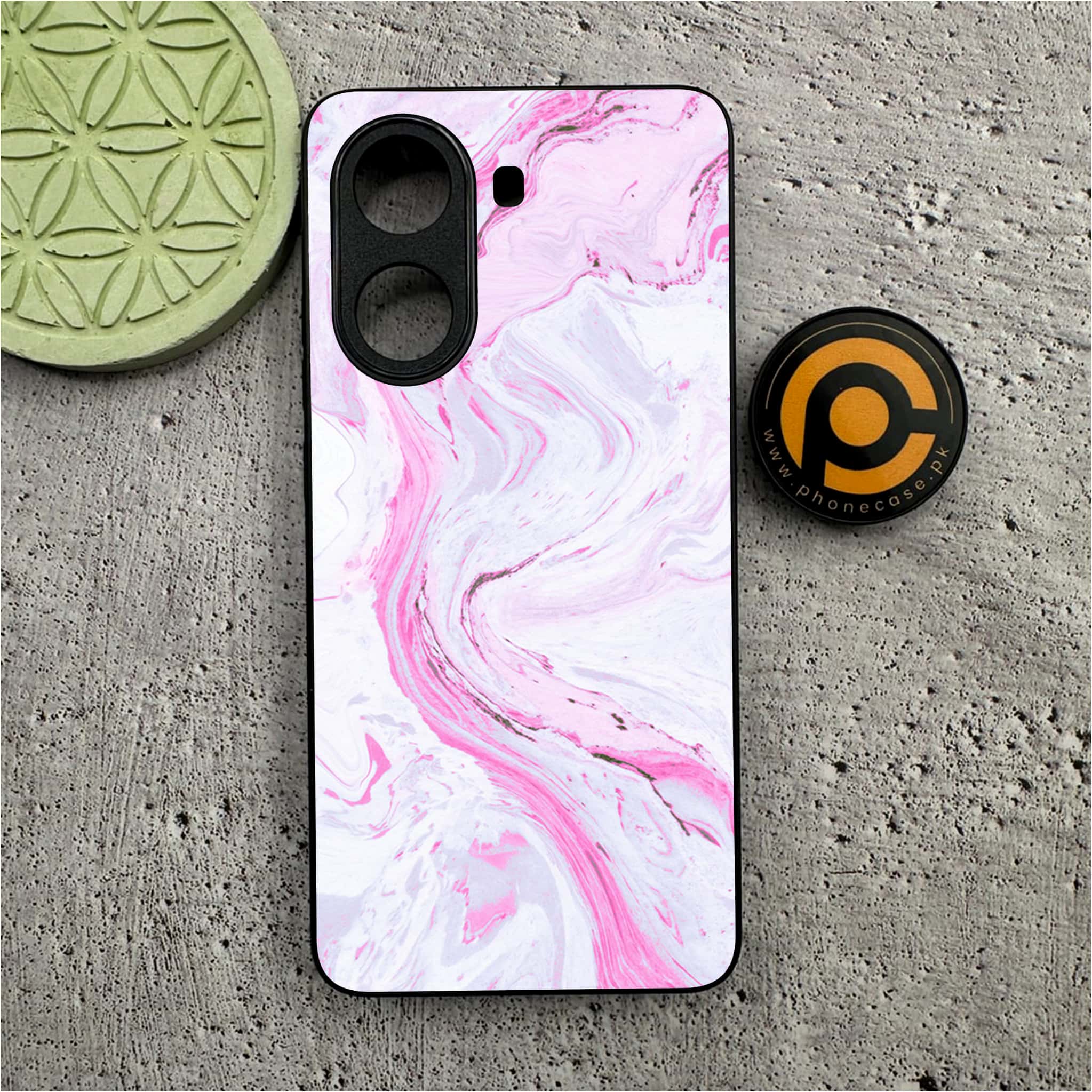 Xiaomi Poco X7 Pro 5G - Pink Marble Series - Premium Metal Printed soft Bumper shock Proof Case