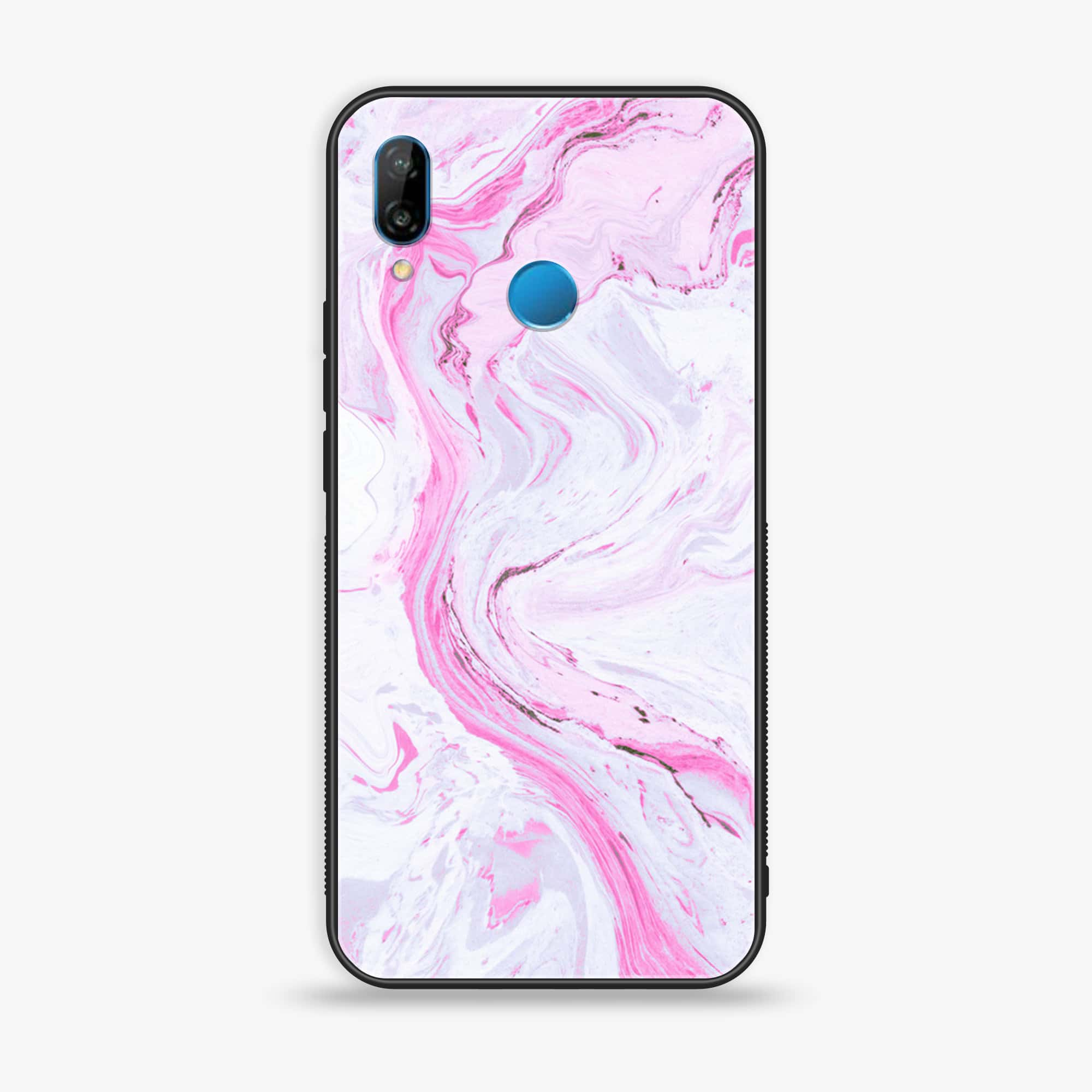 Huawei P20 lite - Pink Marble Series - Premium Printed Glass soft Bumper shock Proof Case