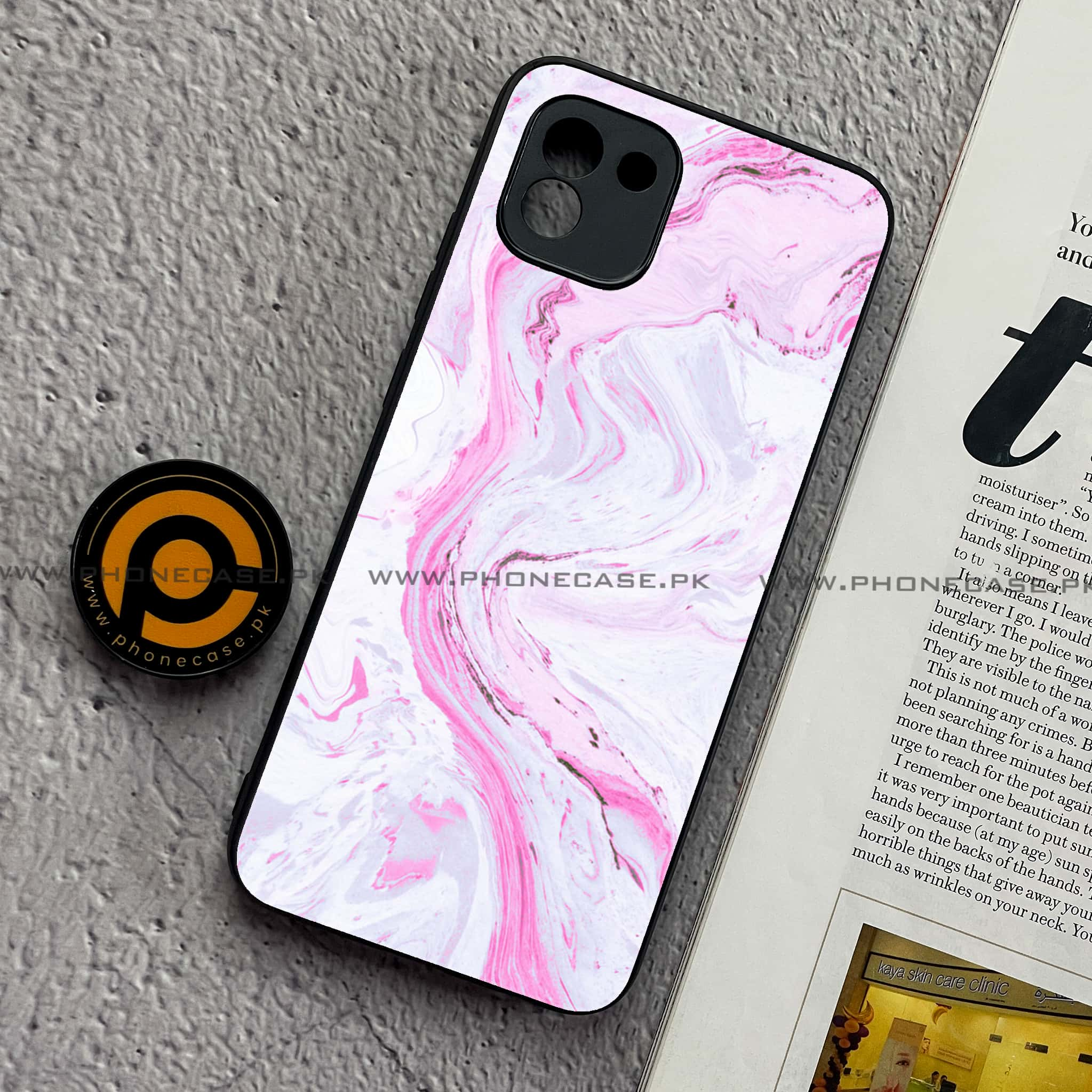 Samsung Galaxy A03 - Pink Marble Series - Premium Printed Glass soft Bumper shock Proof Case