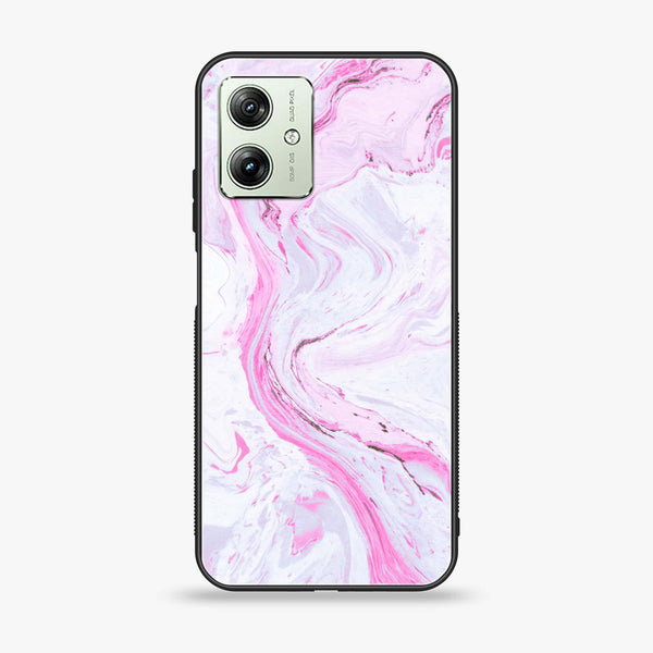 Motorola Moto G54 - Pink Marble Series - Premium Printed Glass soft Bumper shock Proof Case