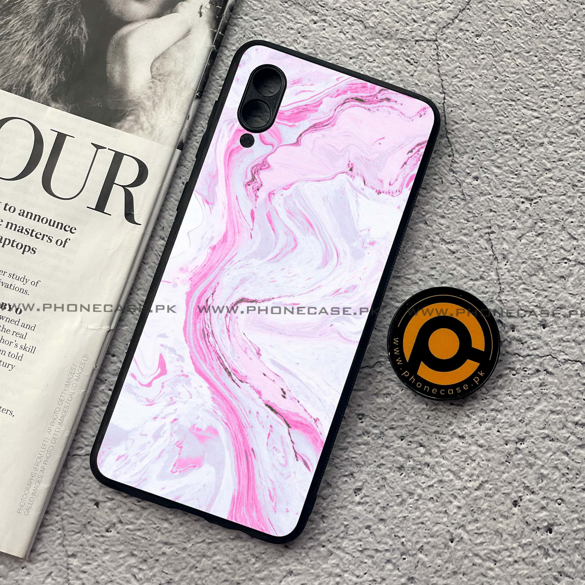 Samsung Galaxy A02 - Pink Marble Series - Premium Printed Metal soft Bumper shock Proof Case