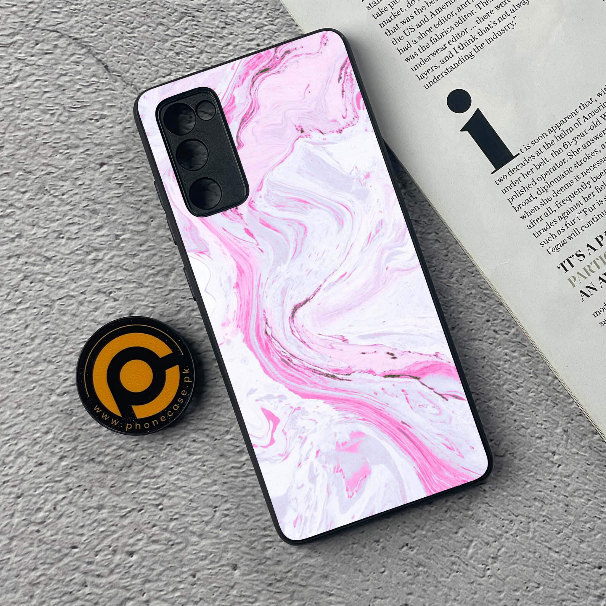 Galaxy S20 FE - Pink Marble Series - Premium Printed Glass soft Bumper shock Proof Case