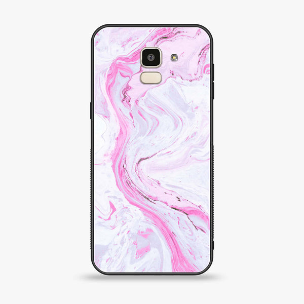 Samsung Galaxy J6 (2018) - Pink Marble Series - Premium Printed Glass soft Bumper shock Proof Case