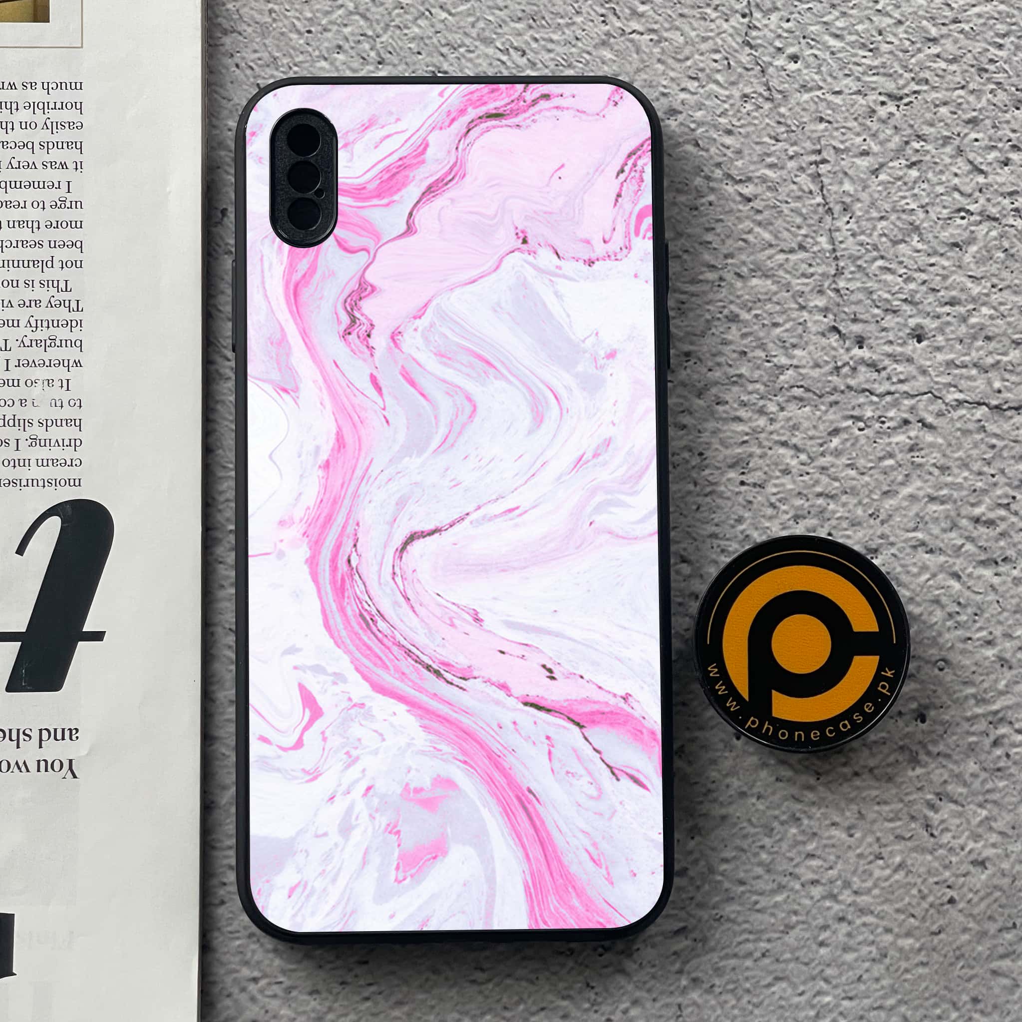 iPhone Xs Max - Pink Marble Series - Premium Metal Printed soft Bumper shock Proof Case