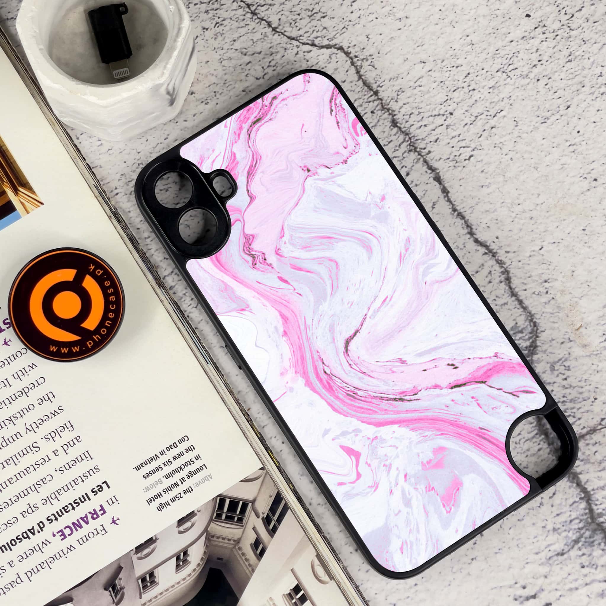 Nothing CMF Phone 1 - Pink Marble Series - Premium Metal Printed soft Bumper Shock Proof Case