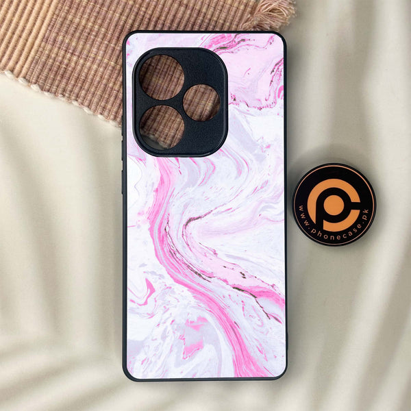 Realme GT 6 - Pink Marble Series - Premium Metal Printed soft Bumper shock Proof Case