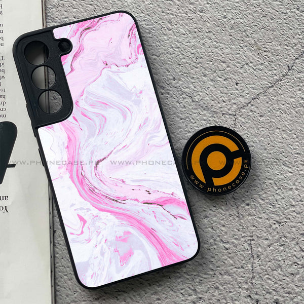 Samsung Galaxy S22 - Pink  Marble Series - Premium Metal Printed soft Bumper shock Proof Case
