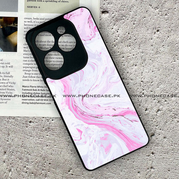 Infinix Hot 40 - Pink Marble Series - Premium Printed Glass soft Bumper shock Proof Case