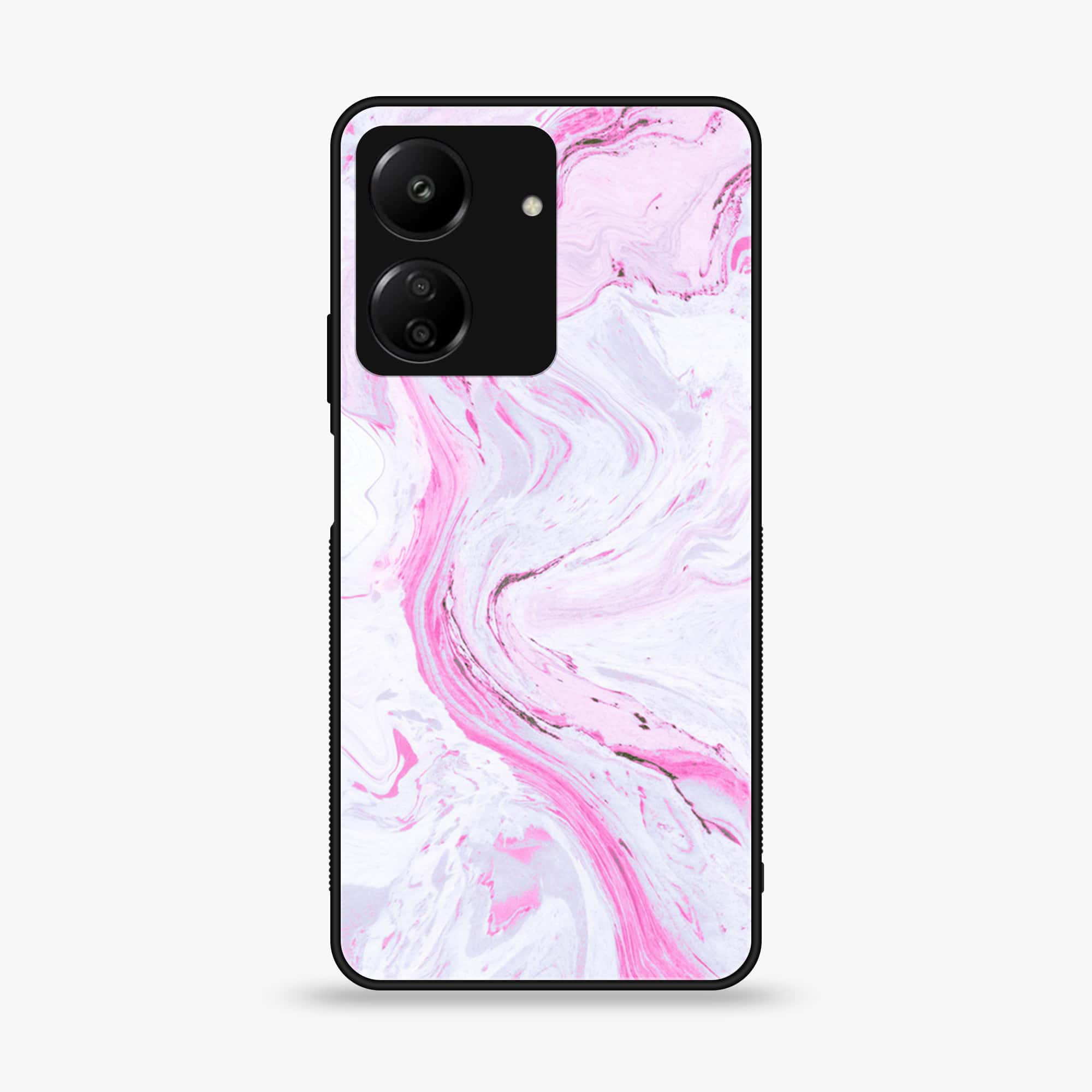 Xiaomi Poco C65 - Pink Marble Series - Premium Printed Glass soft Bumper shock Proof Case