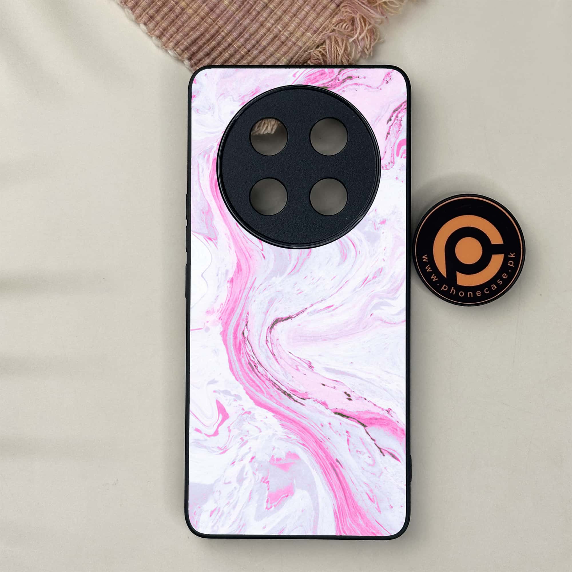Honor X9c 5G - Pink Marble Series - Premium Metal Printed soft Bumper shock Proof Case