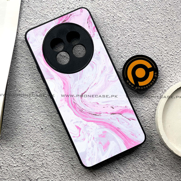 Realme 13 Plus - Pink Marble Series - Premium Printed Glass soft Bumper shock Proof Case