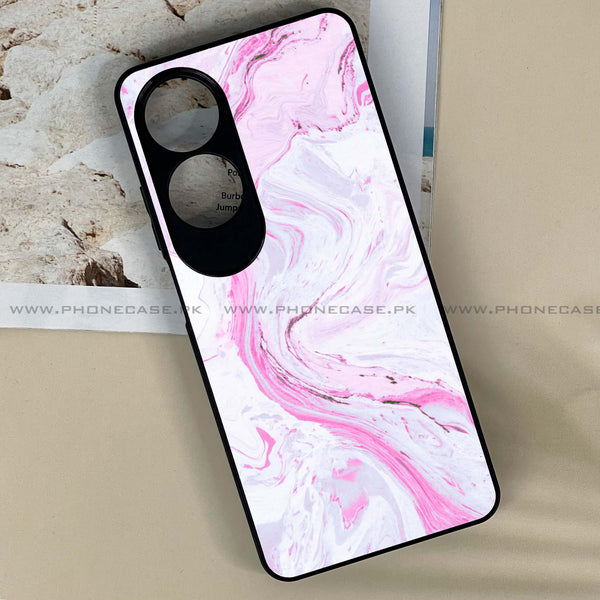 Oppo A60 - Pink Marble Series - Premium Printed Metal soft Bumper shock Proof Case