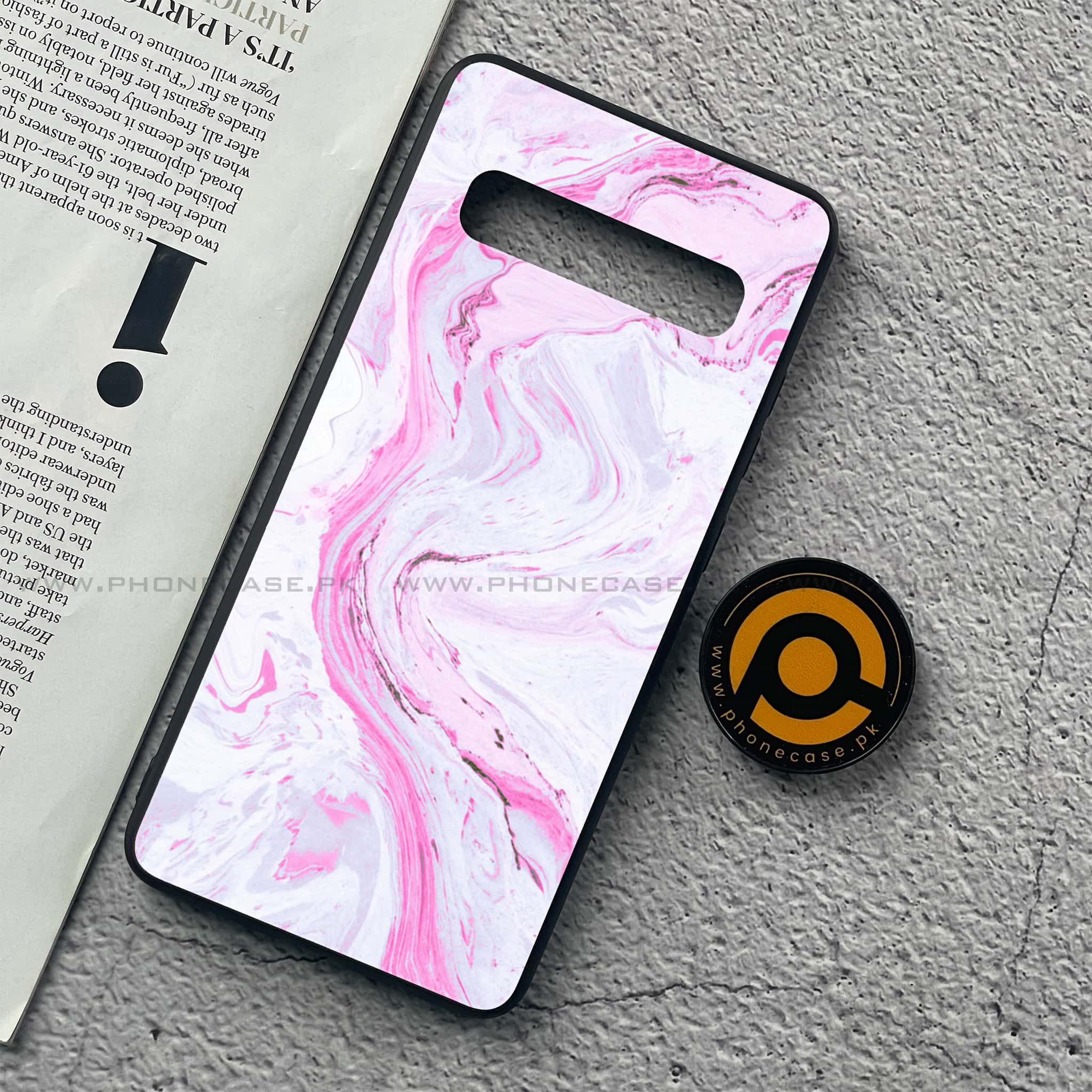 Samsung Galaxy S10 5G - Pink Marble Series - Premium Printed Glass soft Bumper shock Proof Case