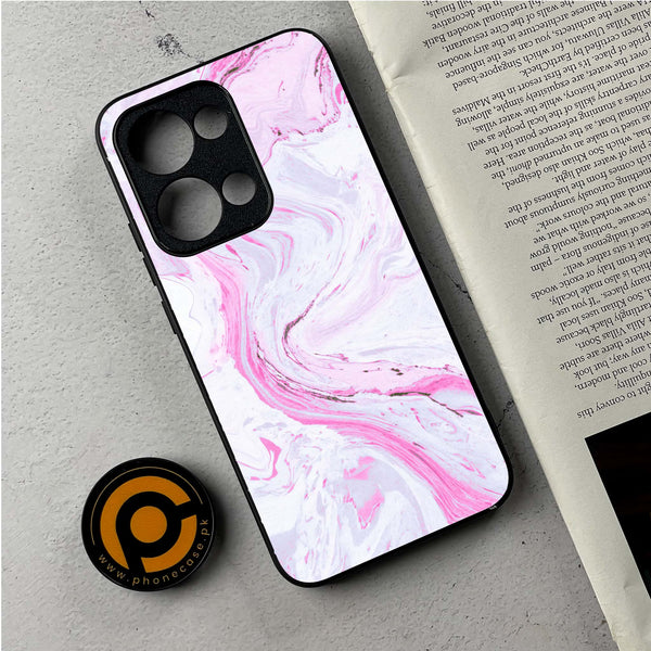 Oppo Reno 13 - Pink Marble Series - Premium Metal Printed Soft Bumper Shockproof Case