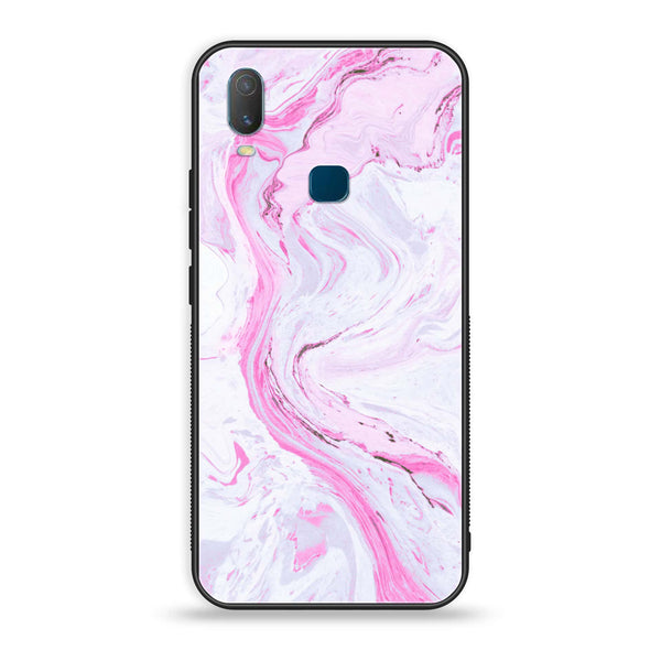 VIVO Y11 - Pink Marble Series - Premium Printed Glass soft Bumper shock Proof Case