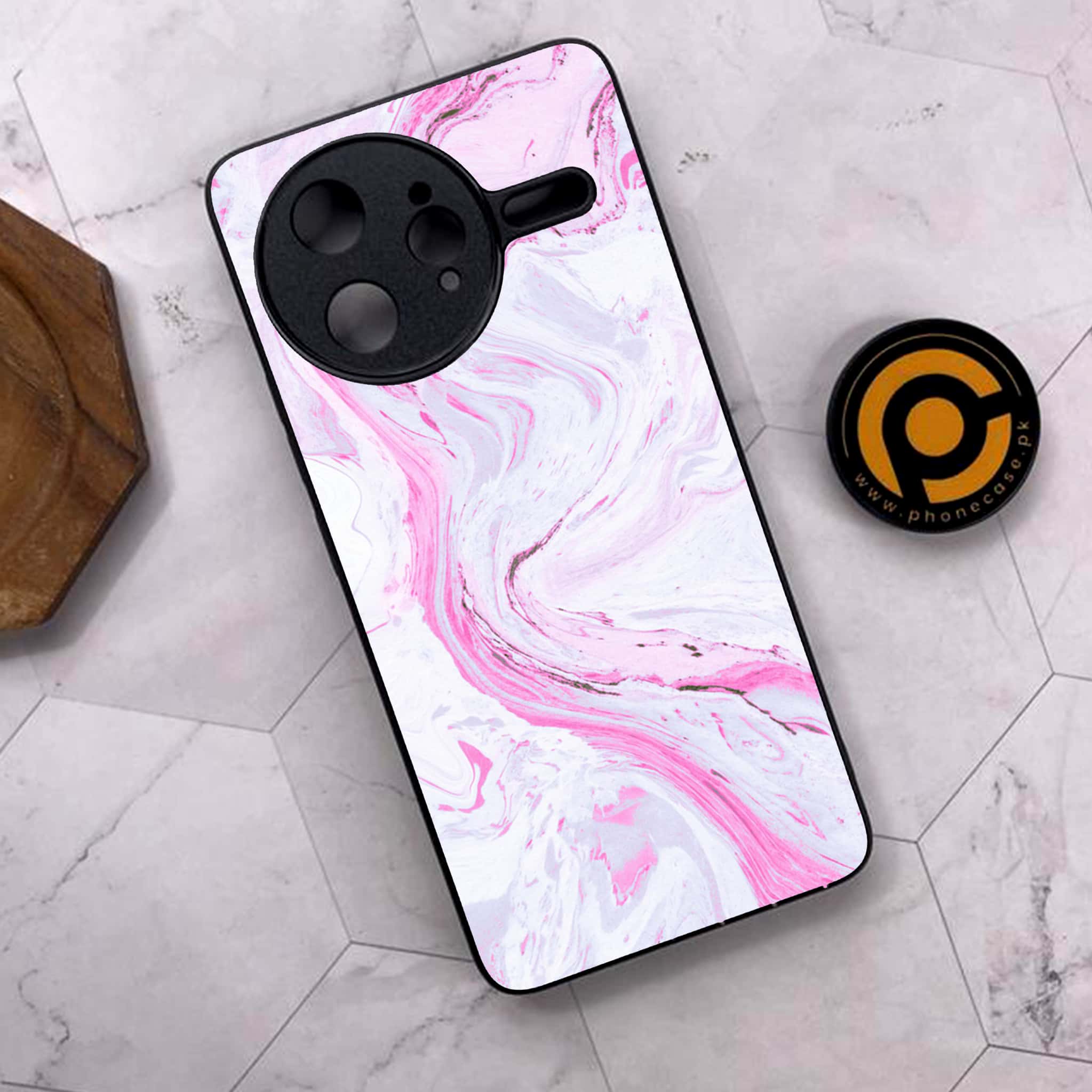 Xiaomi Poco F7 Ultra 5G - Pink Marble Series - Premium Metal Printed soft Bumper shock Proof Case