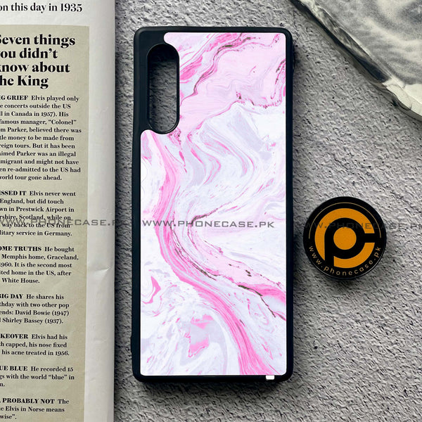 LG Velvet - Pink Marble Series - Premium Printed Glass soft Bumper shock Proof Case