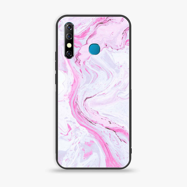 Infinix Hot 8 - Pink Marble Series - Premium Metal Printed soft Bumper Shock Proof Case
