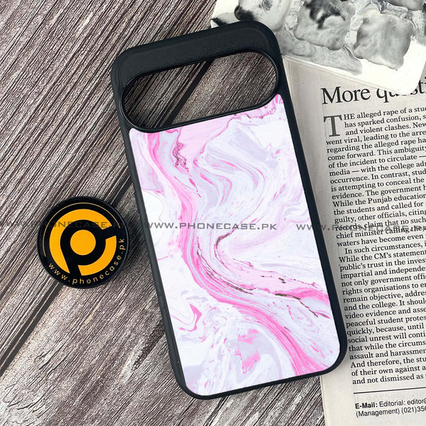 Google Pixel 9 - Pink Marble Series - Premium Printed Glass soft Bumper shock Proof Case