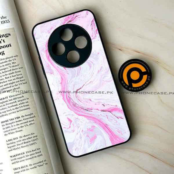 Tecno Spark 30C - Pink Marble Series - Premium Printed Glass soft Bumper shock Proof Case