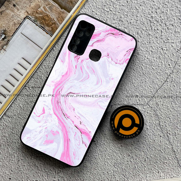 Infinix Note 7 Lite - Pink Marble Series - Premium Printed Metal soft Bumper shock Proof Case