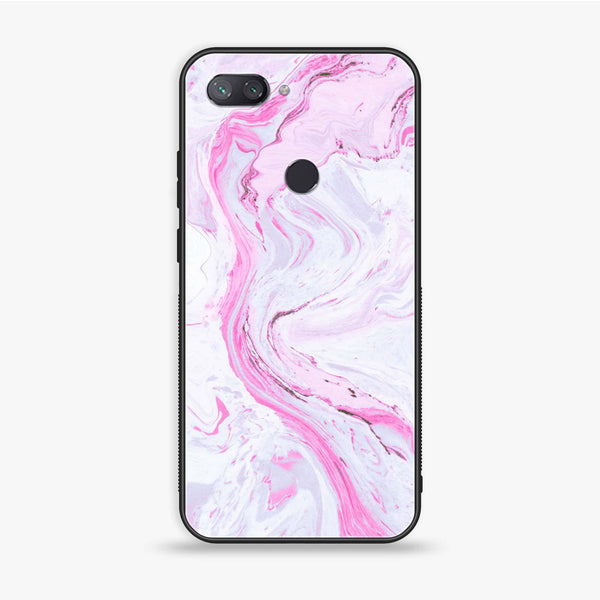 Xiaomi Mi 8 Lite - Pink Marble Series - Premium Printed Glass soft Bumper shock Proof Case