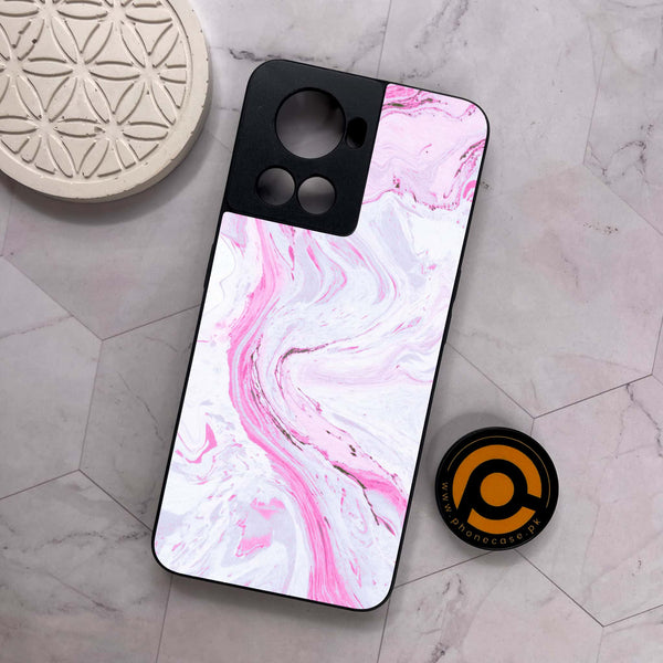 OnePlus 10R -  Pink Marble Series  - Premium Metal Printed soft Bumper shock Proof Case