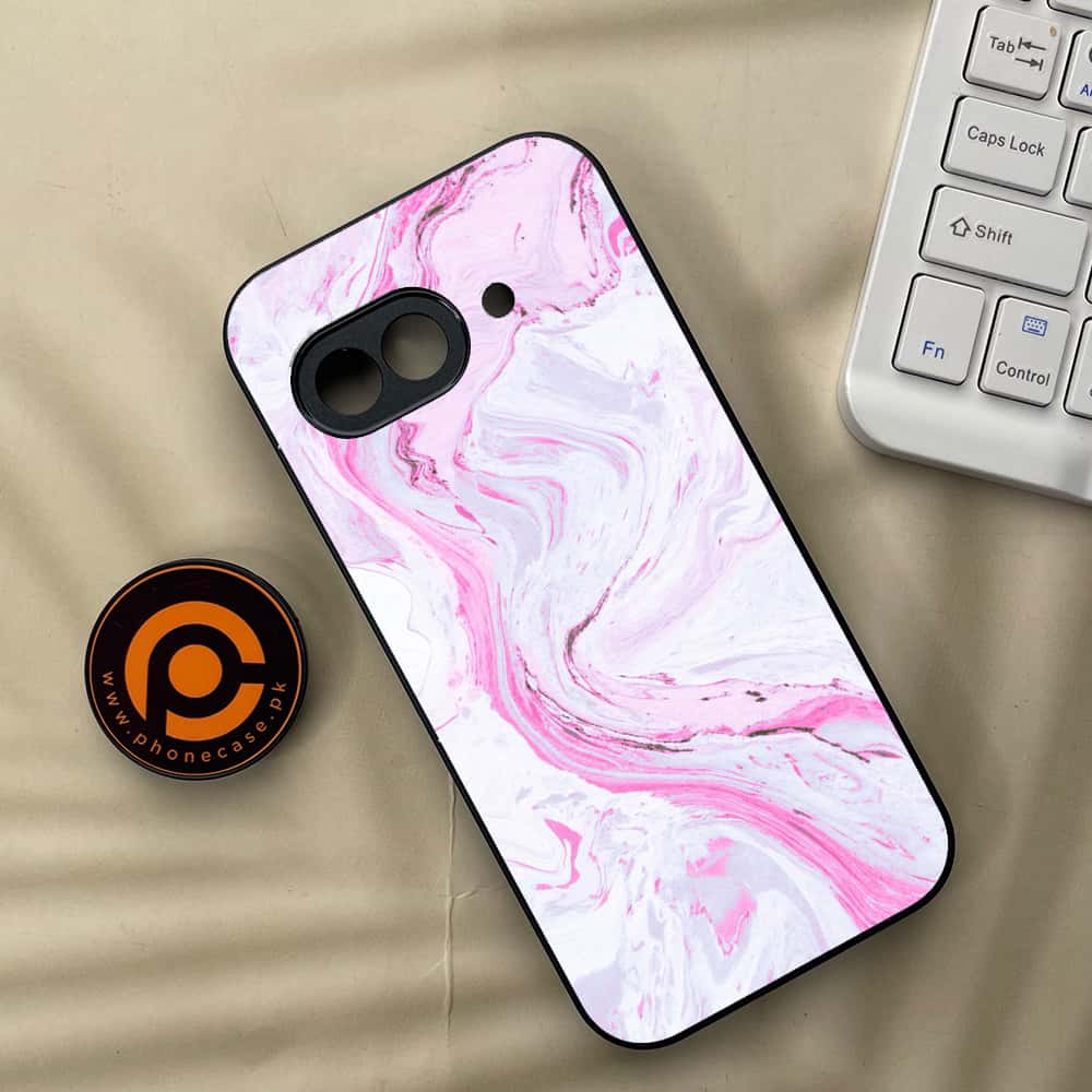 Google Pixel 9a - Pink Marble Series - Premium Metal Printed soft Bumper Shock Proof Case