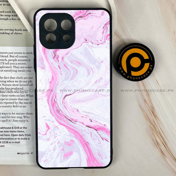 Mi 11 Lite - Pink Marble Series - Premium Printed Glass soft Bumper shock Proof Case