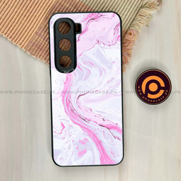 Infinix Hot 60i - Pink Marble Series - Premium Metal Printed soft Bumper shock Proof Case