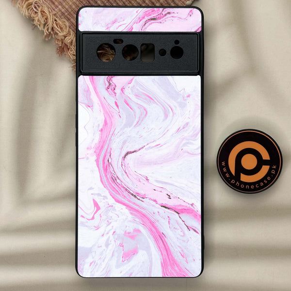 Google Pixel 6A - Pink Marble Series - Premium Metal Printed soft Bumper Shock Proof Case