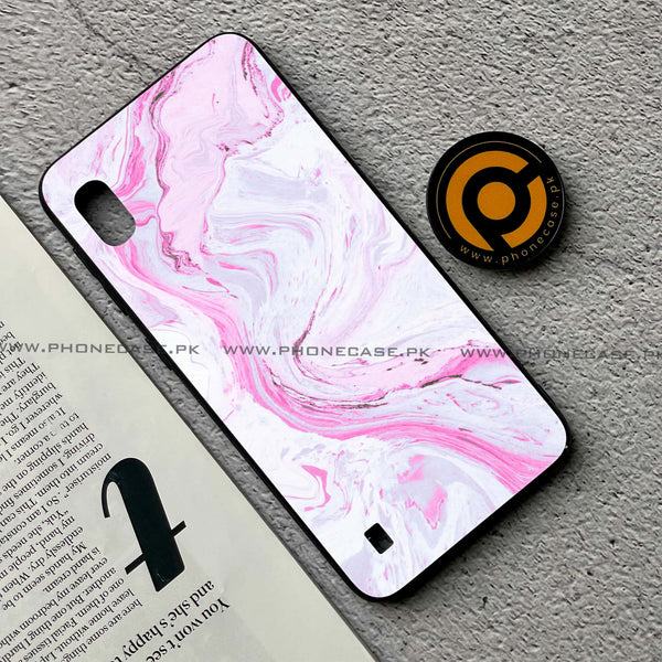 Samsung Galaxy A10 - Pink Marble Series - Premium Printed Glass soft Bumper shock Proof Case